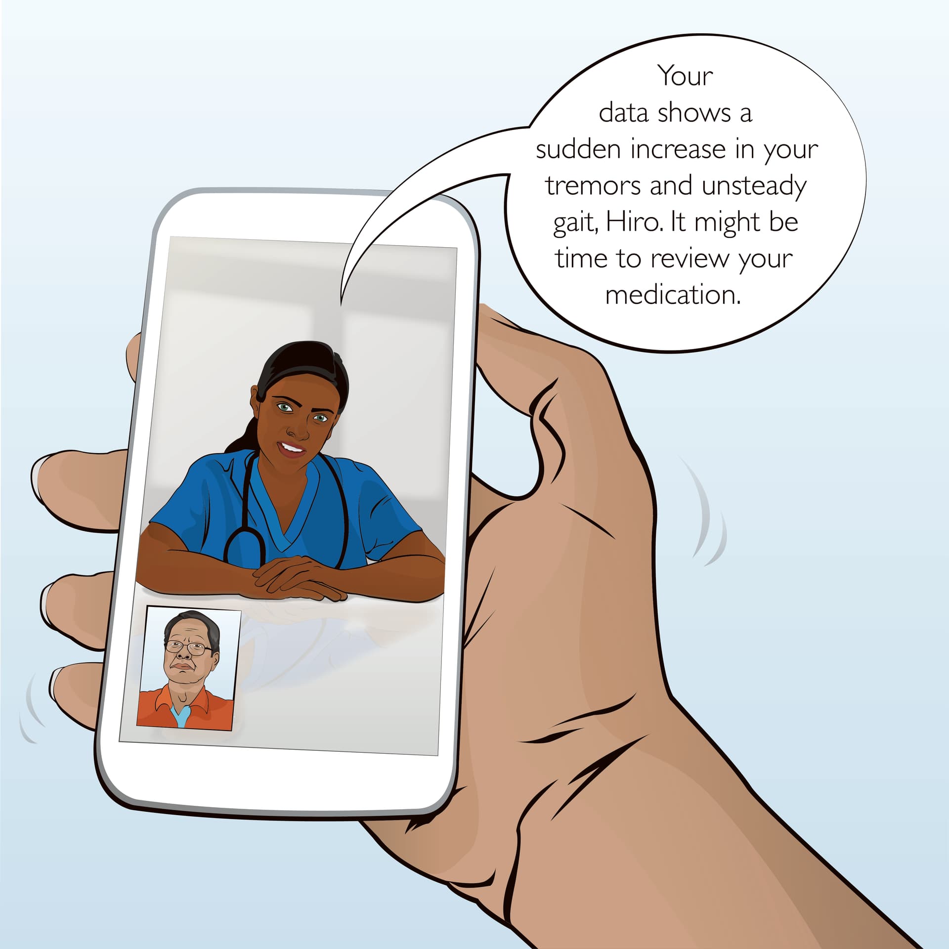 Disease detection on smartphone illustration